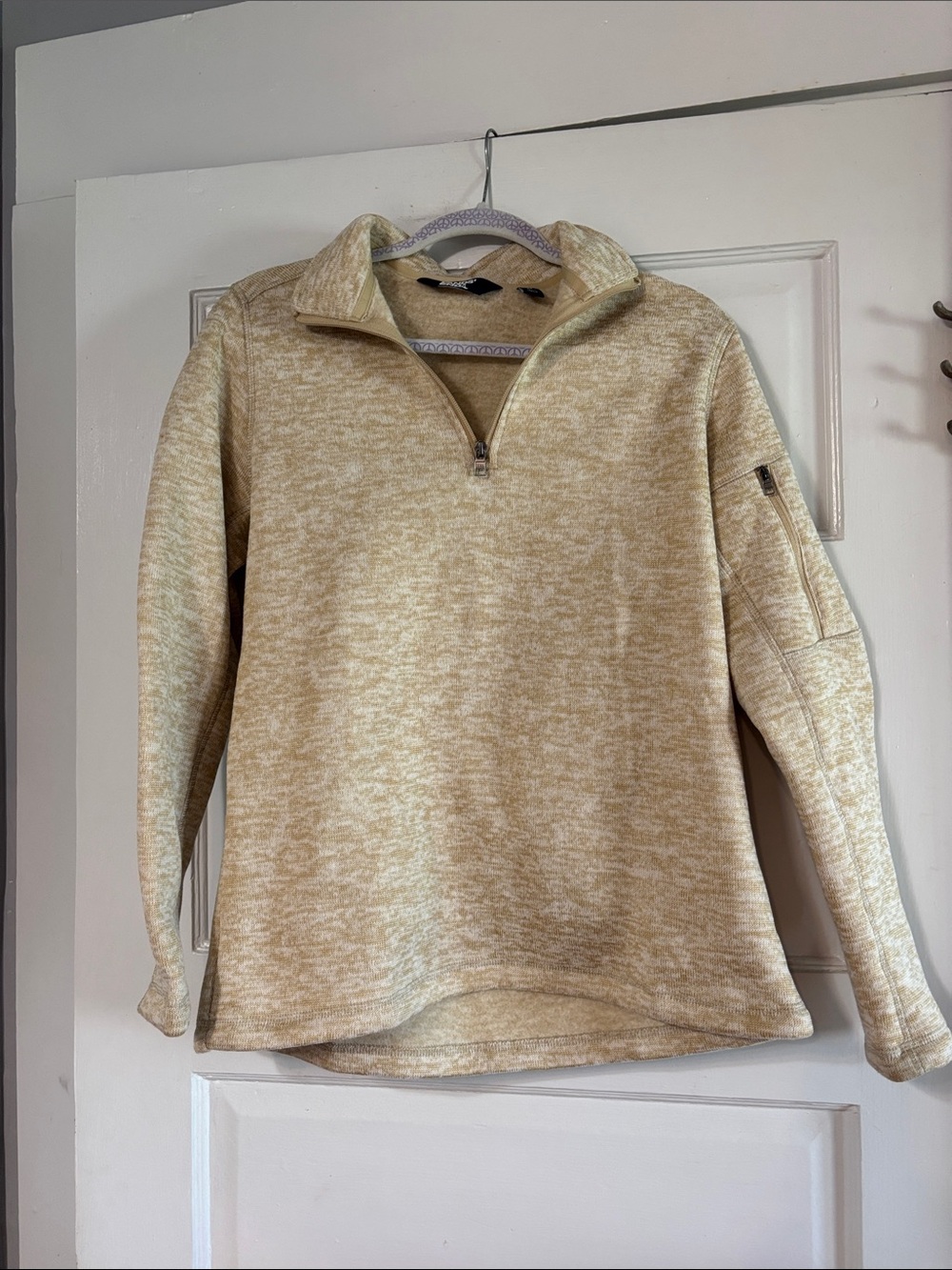 Lands' End Quarter-Zip Sweater - Light Beige Heather